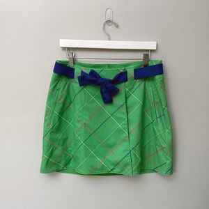 Nike Dri-Fit Golf Women's sz 8 Reversible Plaid Wrap Skirt Green Pink Pickleball